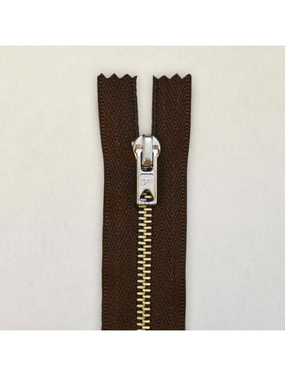 Dark Brown Nickel Trouser Zip | Closed End Zips | Calico Laine