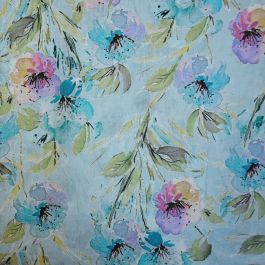 Aqua Digitally Printed Cotton Lawn Fabric (JLC0613) | Calico Laine