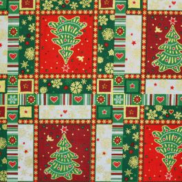 Green\Red Tree Cotton Christmas Fabric | Christmas Fabrics | Calico Laine