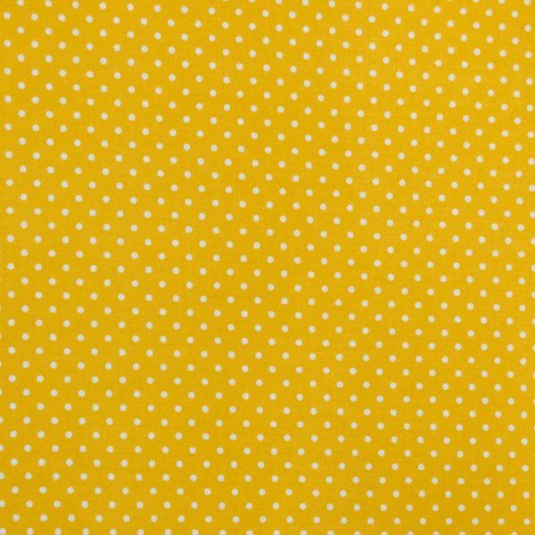 White on Yellow Polka Dot Fabric, Cotton Fabric