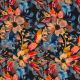 Blue Floral Digital Viscose Spandex Fabric (JLV0137)