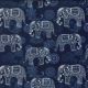 Navy Elephants Cotton Poplin Fabric CP0960