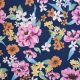 Navy Floral Viscose Printed Fabric (VC0123)