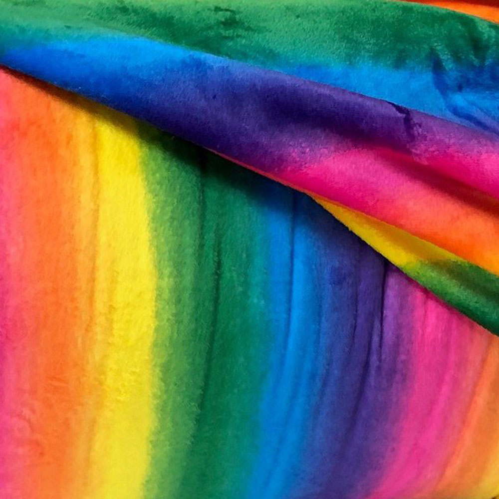 rainbow coloured chiffon fabric